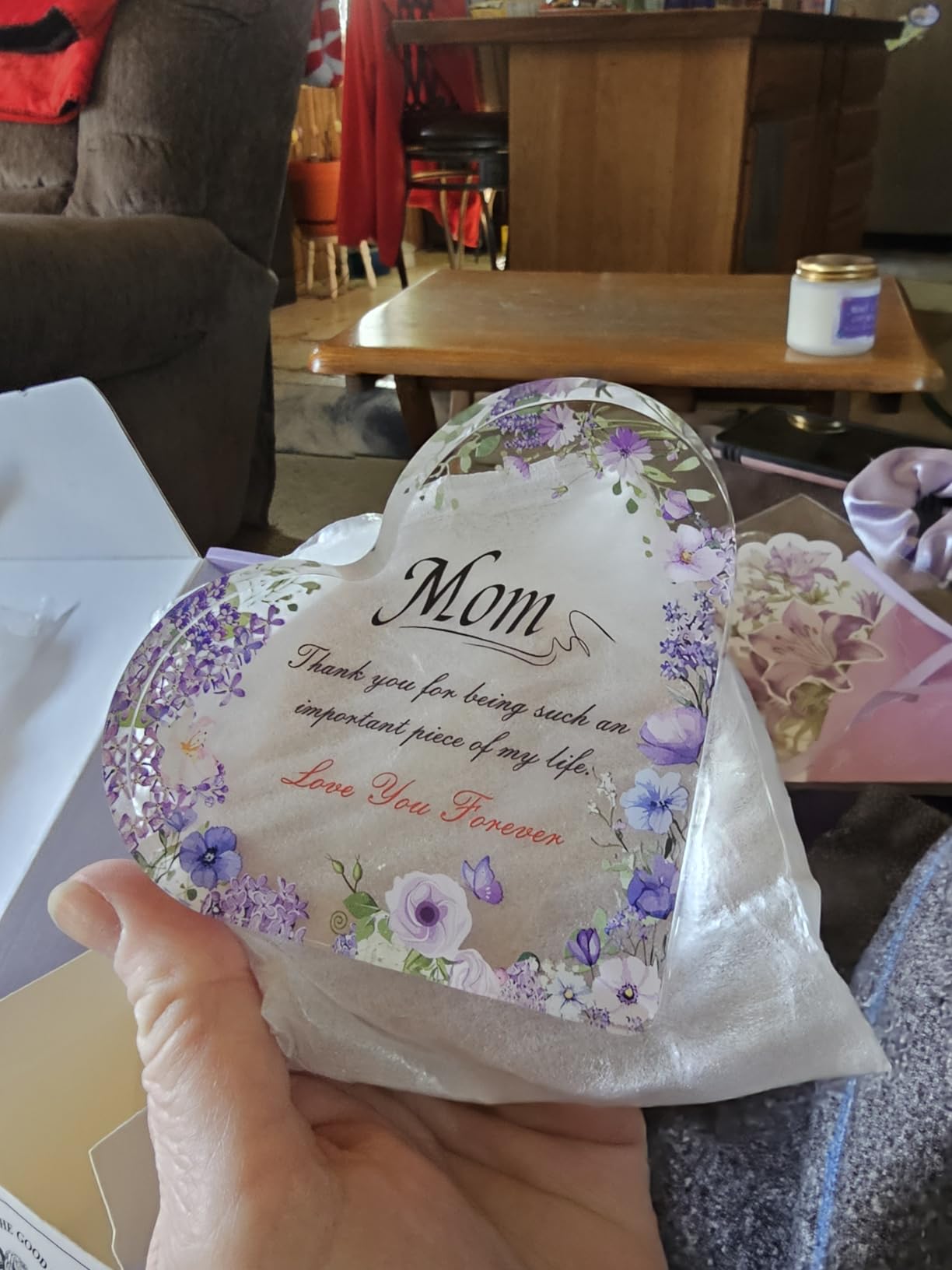 Gifts for Mom, Birthday Mothers Day Gifts for Mom from Daughter Son, Lavender Relaxing Gift Basket Set with 12 oz Wine Glass, Funny Mothers Day Gift Ideas for Mama Mother in Law, Purple customer photo 1