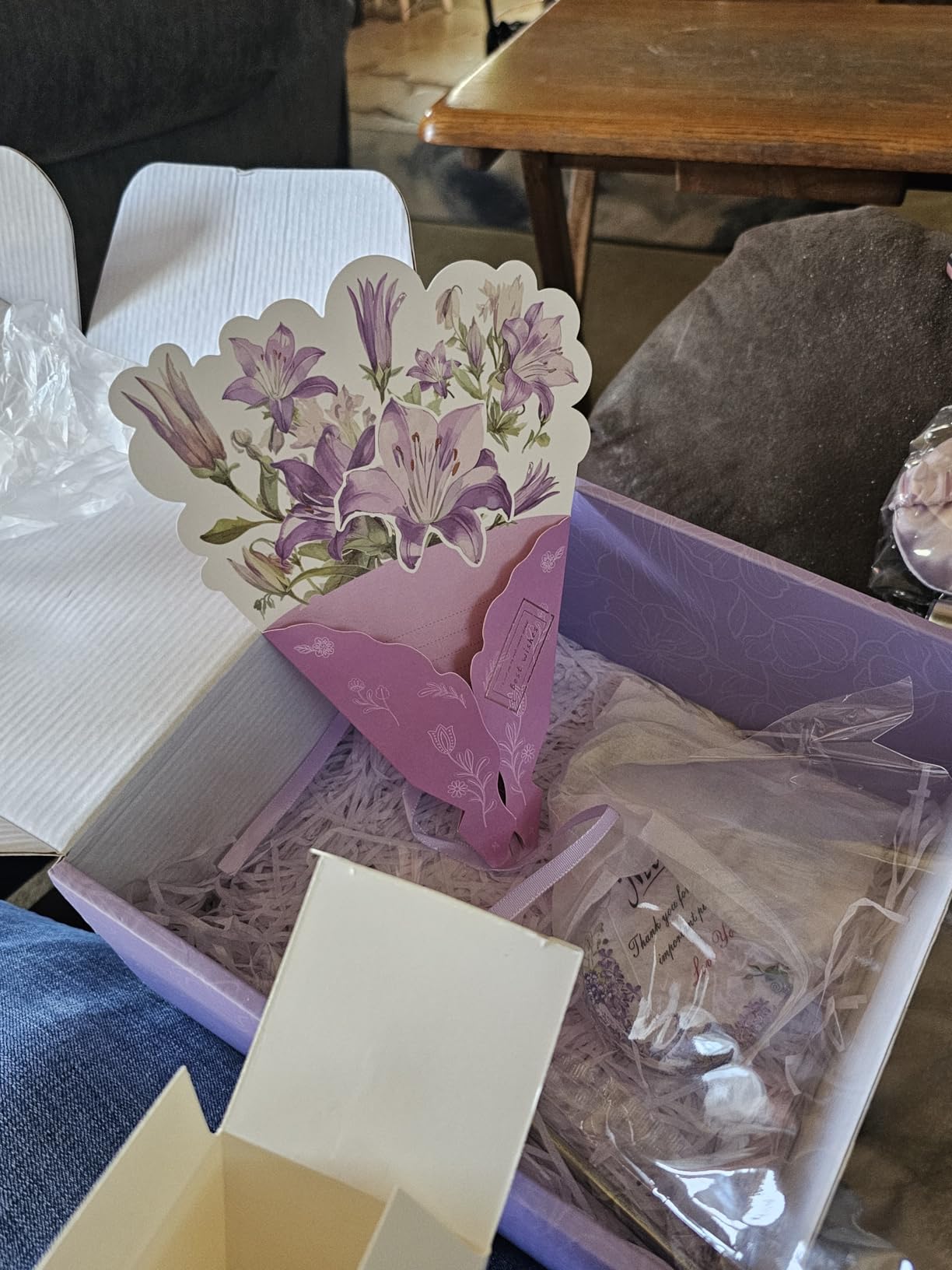 Gifts for Mom, Birthday Mothers Day Gifts for Mom from Daughter Son, Lavender Relaxing Gift Basket Set with 12 oz Wine Glass, Funny Mothers Day Gift Ideas for Mama Mother in Law, Purple customer photo 2