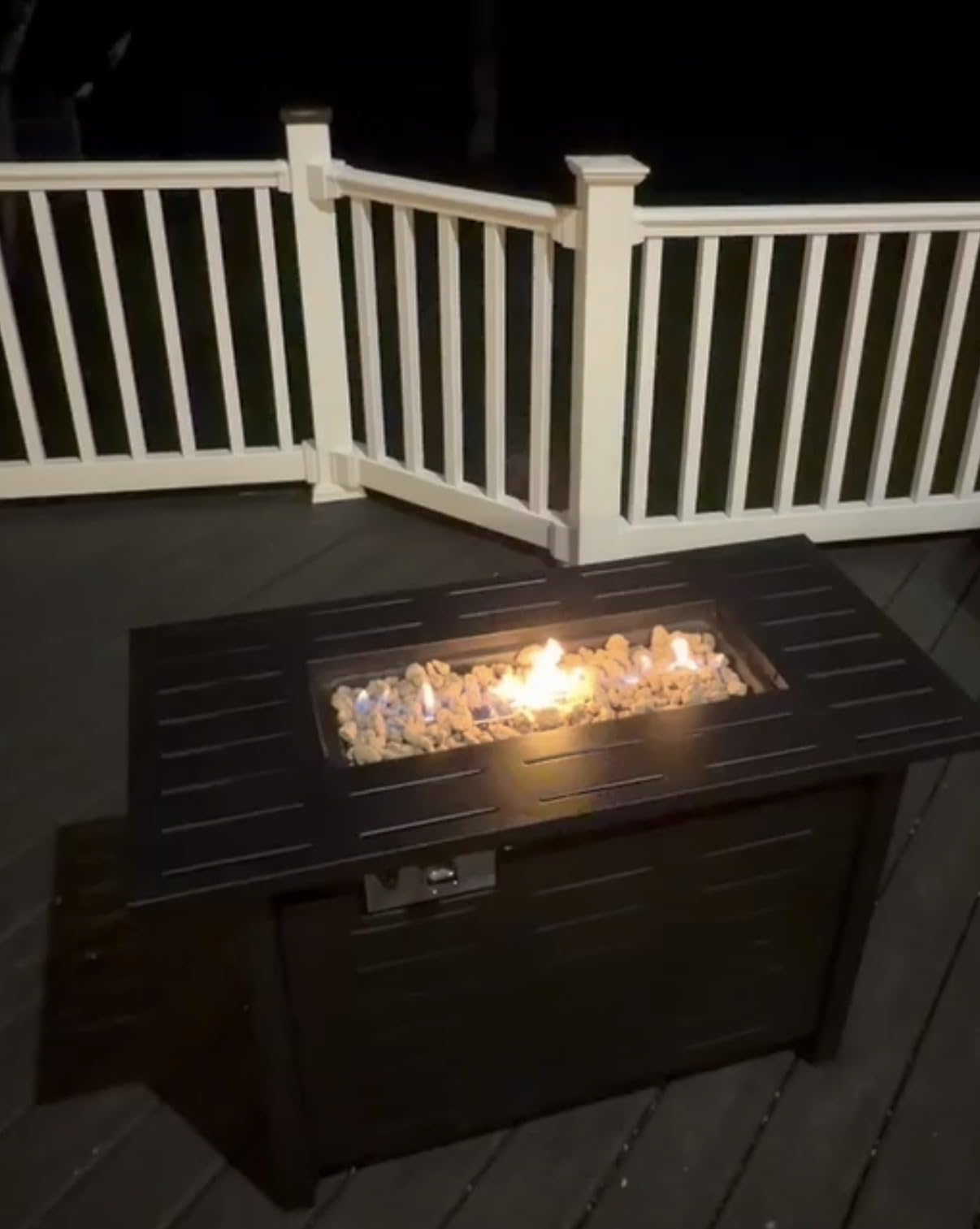 Aoxun 41 Inch Propane Fire Pit - 50,000 BTU Gas Fire Pit Table with Removable Lid & Lava Rocks, Rectangle Firepit Table for Outside, Patio, Deck, Backyard, Black customer photo 1