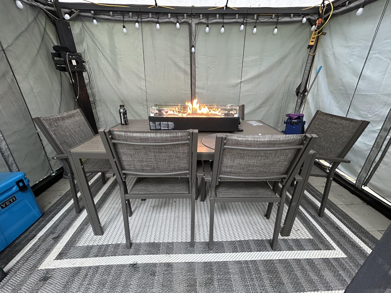 Ciays 28 Inch Table Top Propane Fire Pit, 50,000 BTU Tabletop Firepit with Glass Wind Guard & Glass Beads, Portable Outdoor Portable Fireplace for Patio and Camping customer photo 1