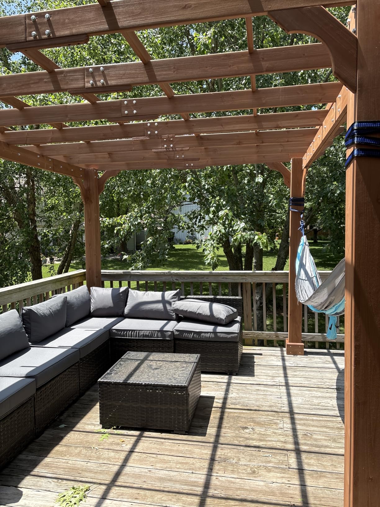 BlueWish 10' x 12' Patio Pergola, Cedar Wood Pergolas with Solid Structure, Pergola Kits, Outdoor Pergolas and Gazebos with Slatted Trellis Roof for Deck Backyard Grill Party Garden customer photo 2