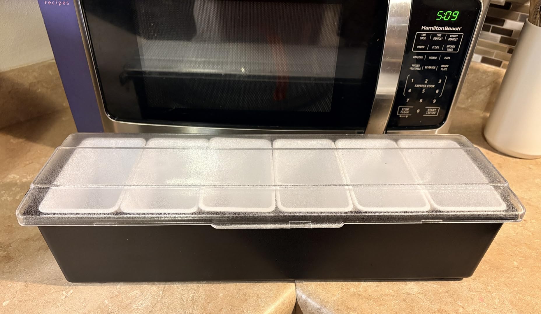 VEVOR Chilled Condiment Server, 6 Compartment Ice Cooled Condiment Serving Container, Chilled Garnish Tray Bar Caddy with Lid, for Bartending & Serving Taco, Salad, Fruit, Home & Restaurant Supplies customer photo 1