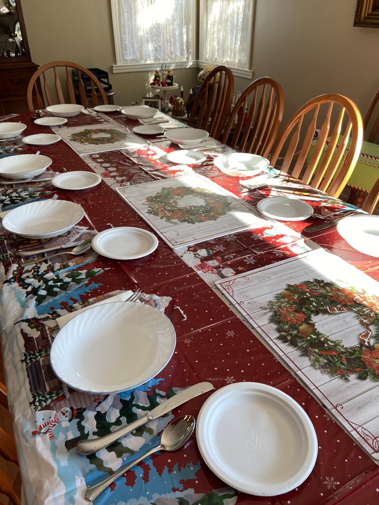 OHOME 4th of July Decorations - Red White and Blue Tablecloth for 250th Anniversary American USA Merchandise - Fourth of July Accessories for Home Outdoor | Patriotic American Flag Party Favors,2 Pack customer photo 2