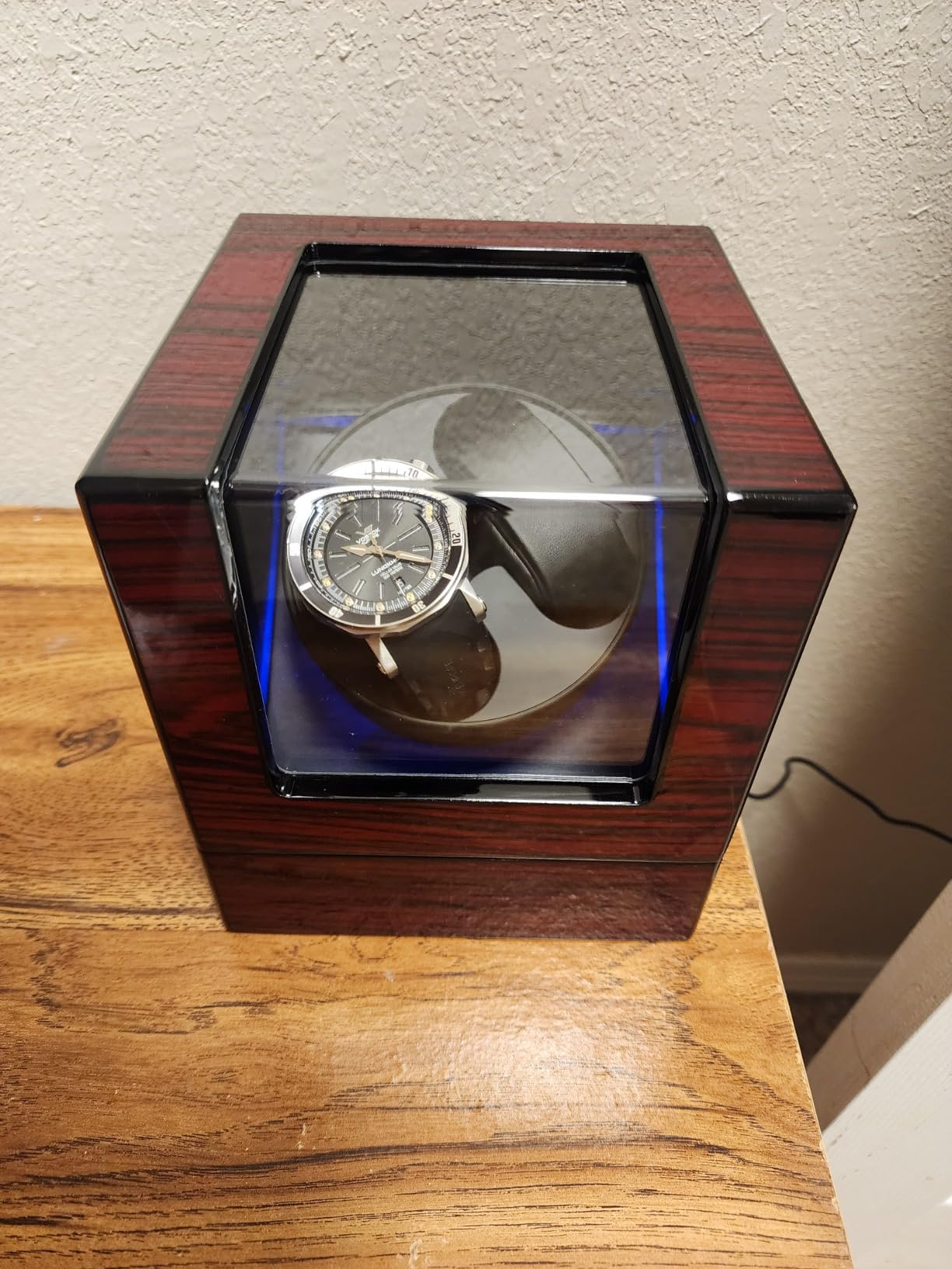 Watch Winder for Automatic Watches Double with Super Quiet Motor Flexible Watch Pillows LED Backlight Wooden 5 Modes Battery or Type-C Adapter customer photo 2