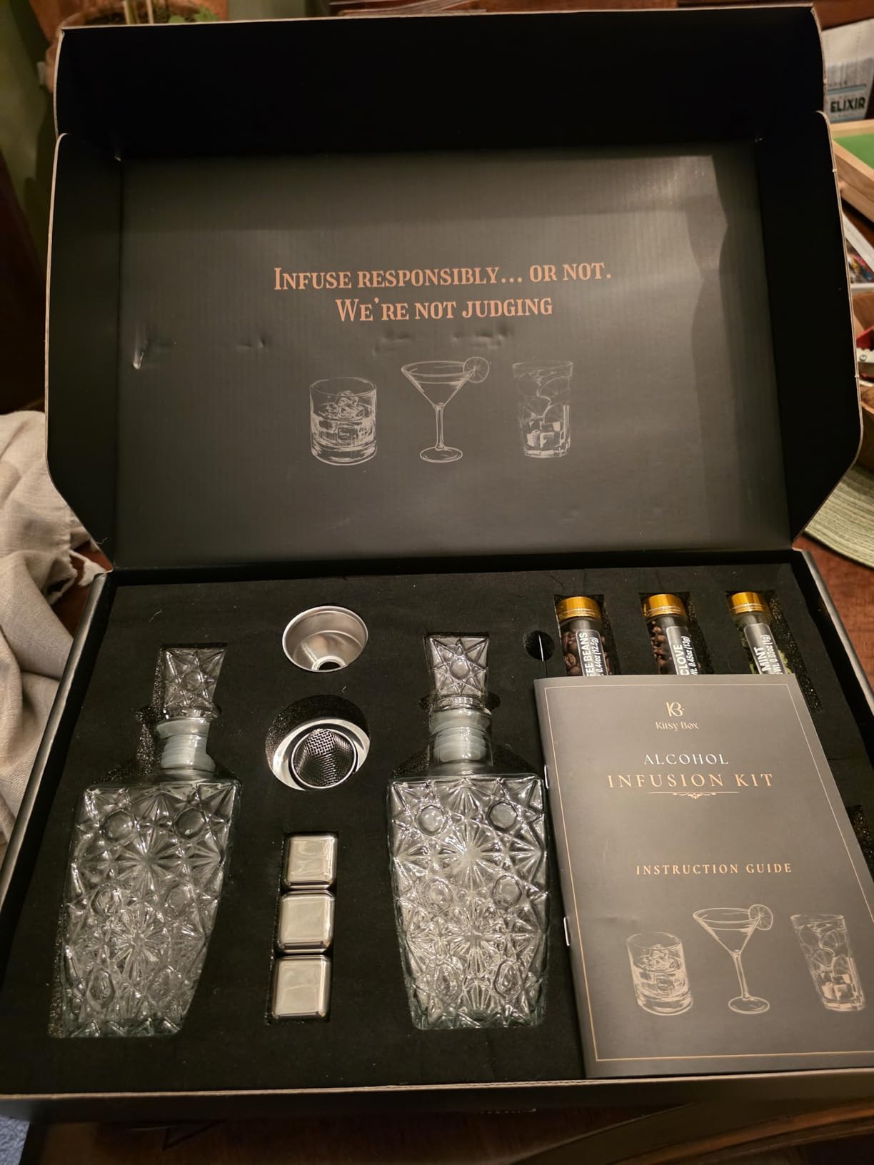 DIY Alcohol Infusion Kit for Home Bar - Spices Included | Works with All Spirits Whiskey, Gin, Vodka, Rum, Tequila (Creates Over 750+ Flavor Combos), Set customer photo 1