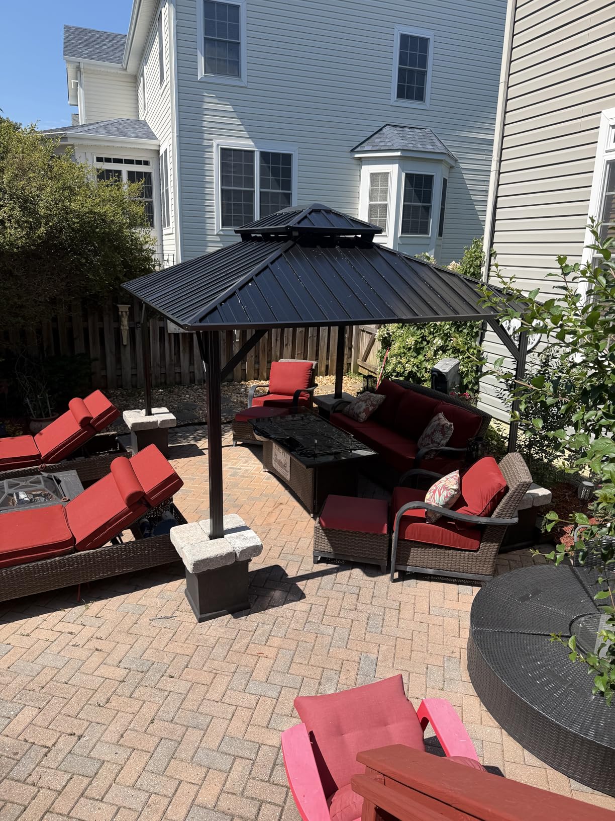 Aoxun 10x12 Gazebo Hardtop Gazebo with Double Galvanized Steel Roof Outdoor Pavilion with Breathable Netting and Privacy Curtain for Backyard (Gray) customer photo 2