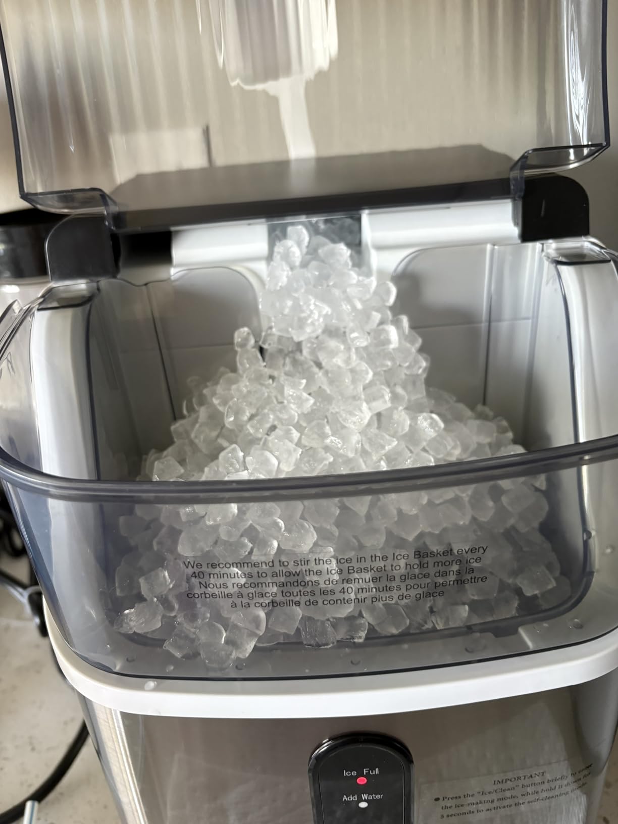 Kismile Nugget Ice Makers Countertop, Portable Ice Machine with Crushed Ice, 35lbs/Day, Self-Cleaning, One-Click Operation for Home Use (Silver) customer photo 2