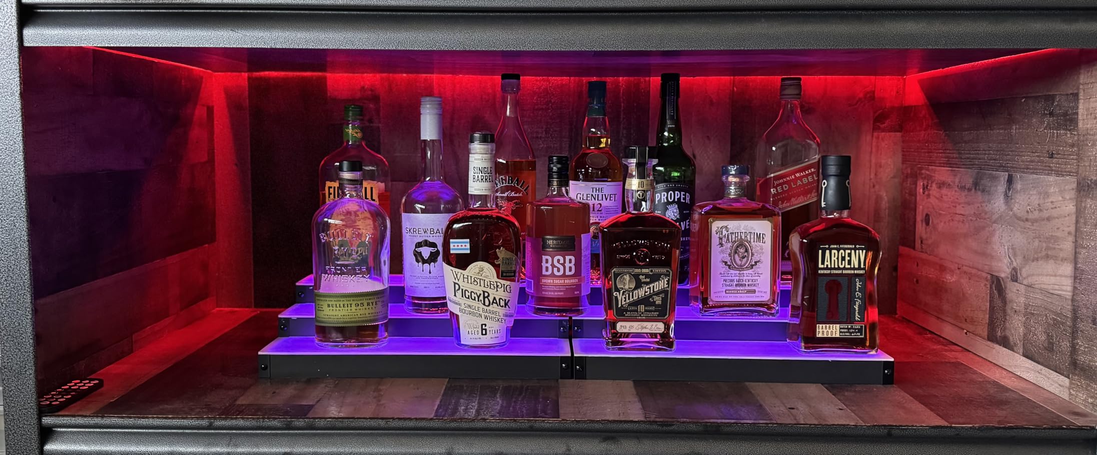 LED Illuminated Bar Bottle Display Rack, 3-Tier 32