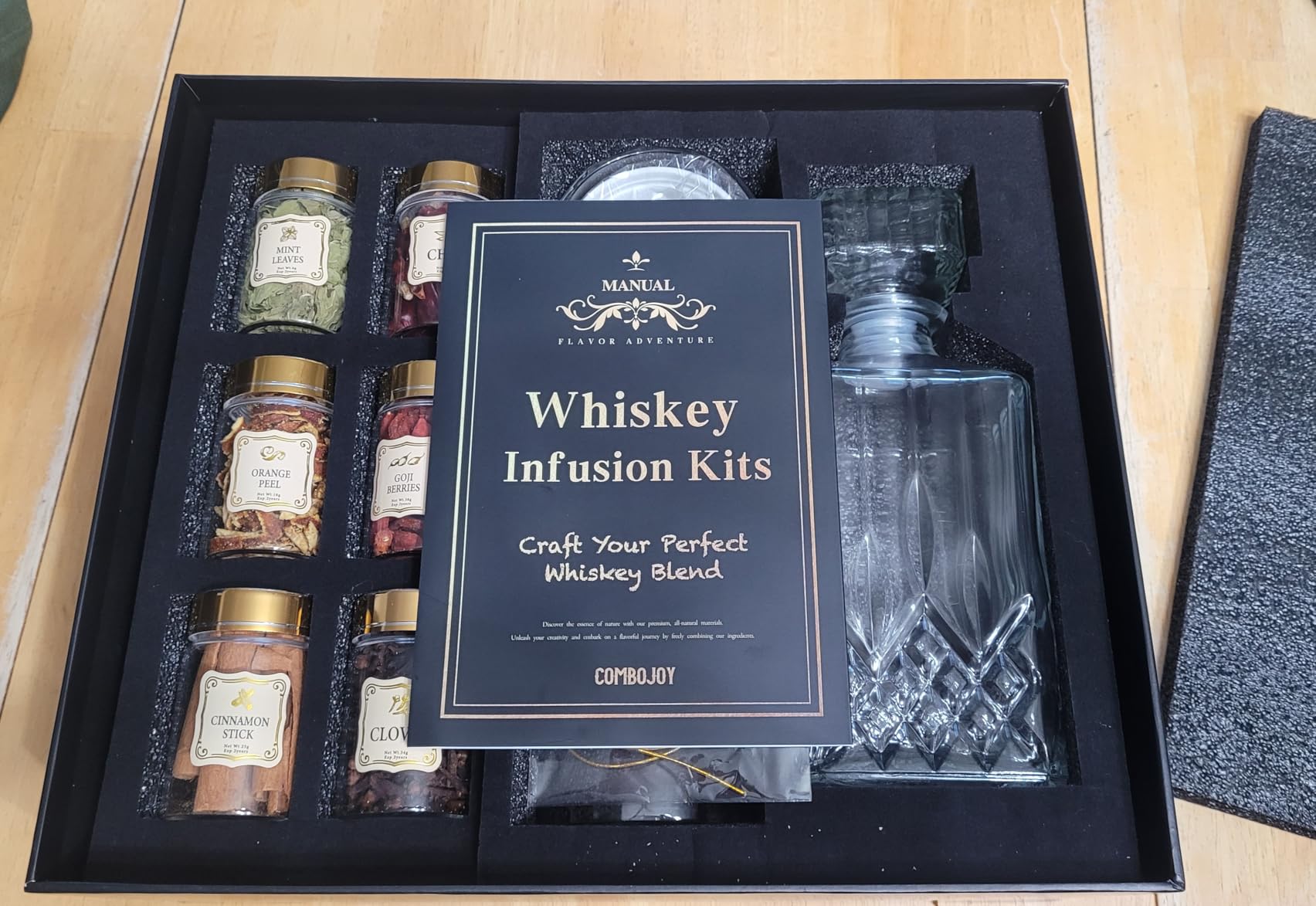 ComboJoy Whiskey Infusion Kit Gifts for Men - 12 Natural Ingredients, Decanter, Infusion Jar, Glass, Ice Mold - DIY Whiskey, Bourbon, Rum & Cocktail Infusion Set customer photo 1