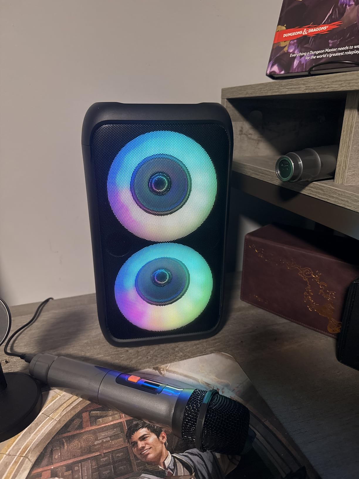 Bluetooth Speaker with 2 Wireless Microphones - Big Party Speaker for Adults Kids Karaoke with Lights - Portable Rechargeable Floorstanding Speakers Support TWS/AUX/USB/TF Card for Home Party Gift customer photo 1