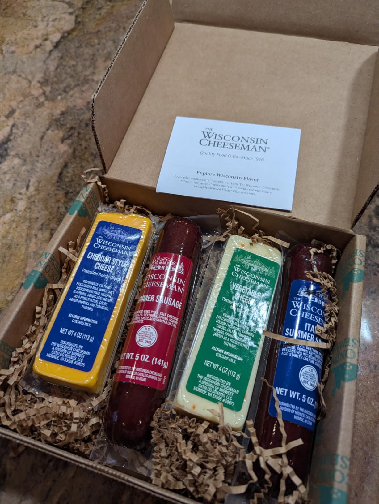 The Wisconsin Cheeseman Five Star Assortment - Summer Sausage Meats and Cheeses Gift Basket with Bon Bon Cookies - Holiday Thank You Gift for Adults, Women, and Men - Charcuterie Board in a Box customer photo 1