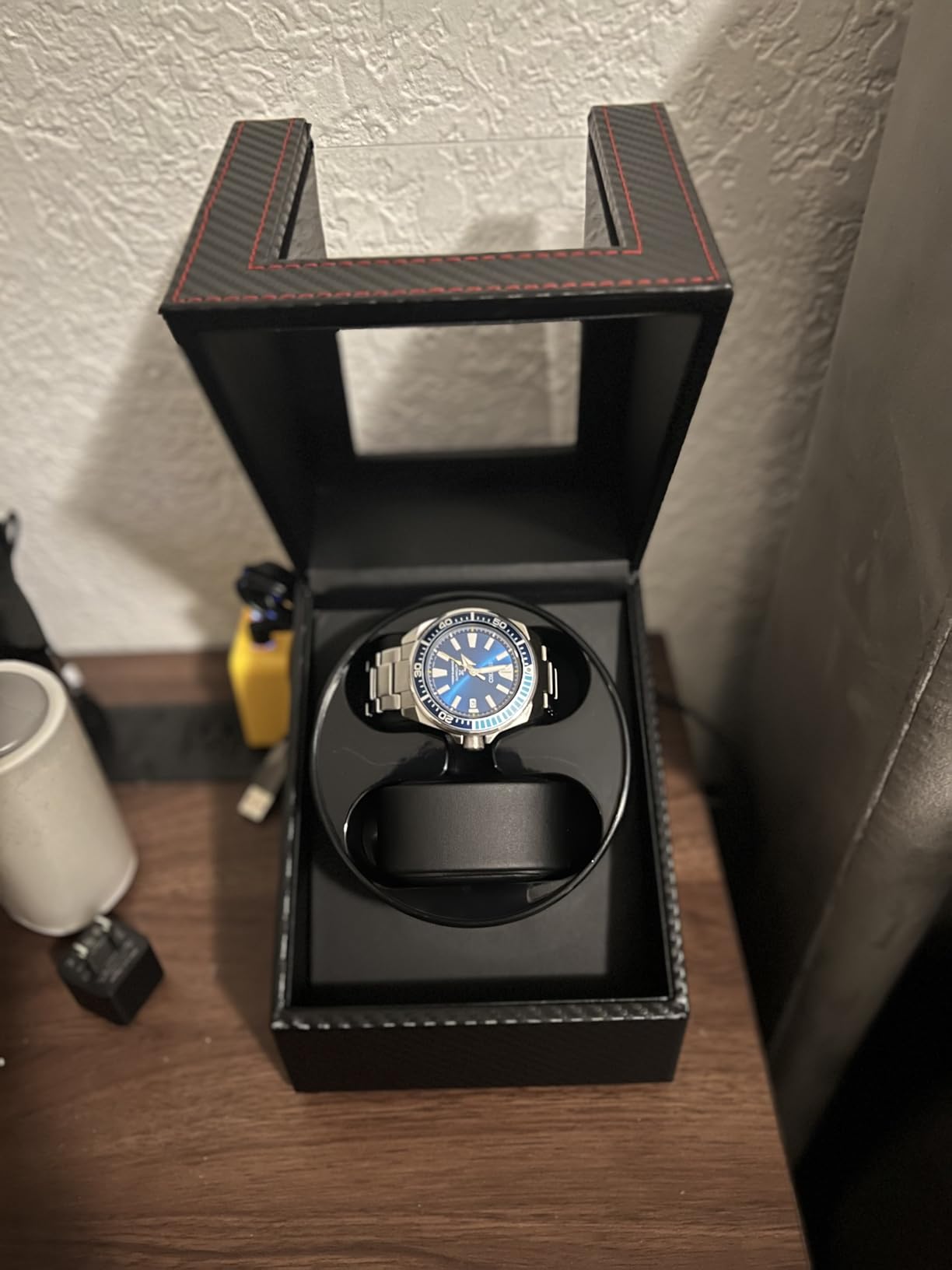 Mcbazel Watch Winder for Automatic Watches, Double Automatic Watch Winder Box with Quiet Japan-made Motor, 2 Slots (Brown PU Leather) customer photo 2