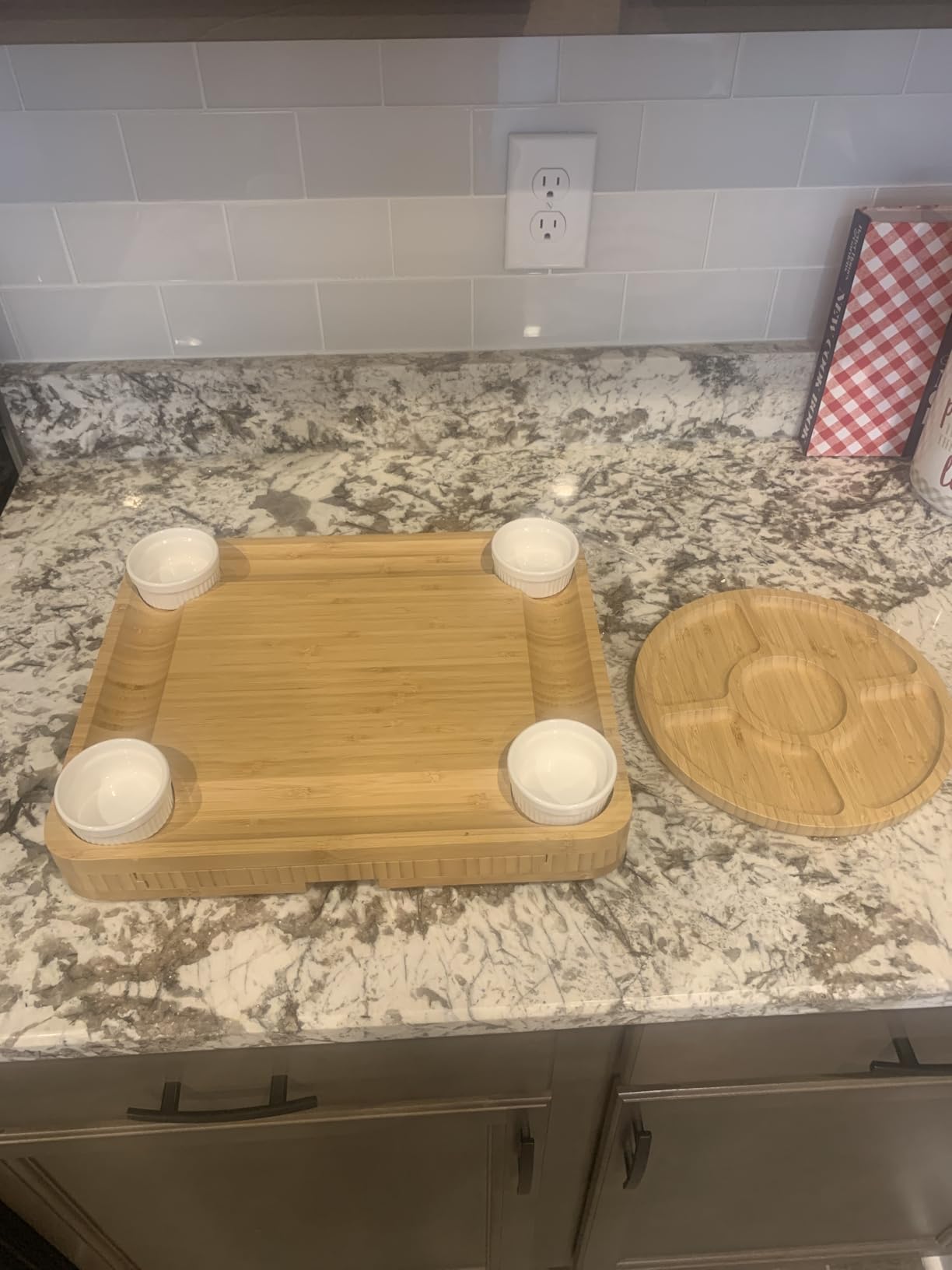 CAWIU Charcuterie Board with Lid - Large Bamboo Cheese Board Set with Utensils & Drawers - Housewarming, Wedding Gifts for Couples, Serving Tray with Cover (Cream) customer photo 2