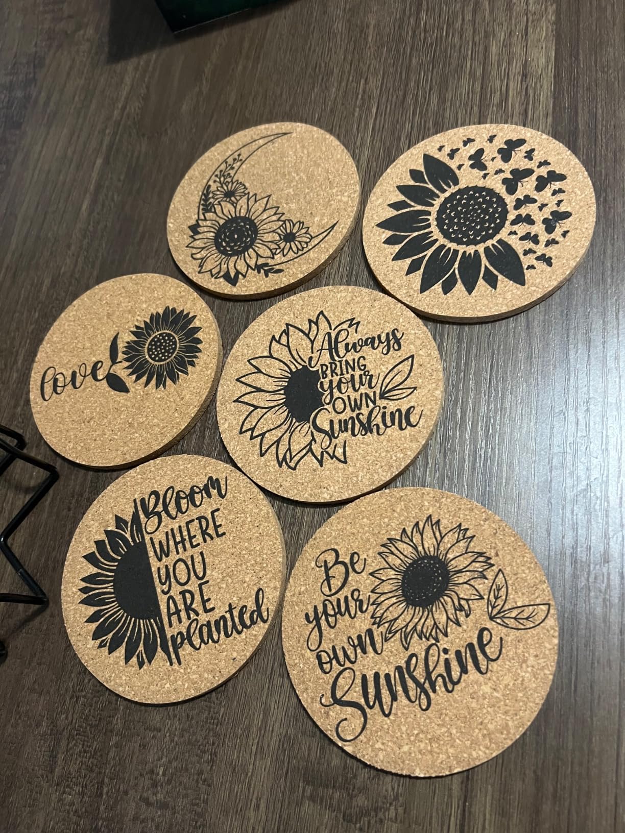 Coasters for Drinks with Holder Set of 6, Shotgun Shell Ceramic Coaster Absorbent for Office Desk Table Coasters Kitchen Decor House Warming Gifts for New Home Couples, Round 4 Inch customer photo 1