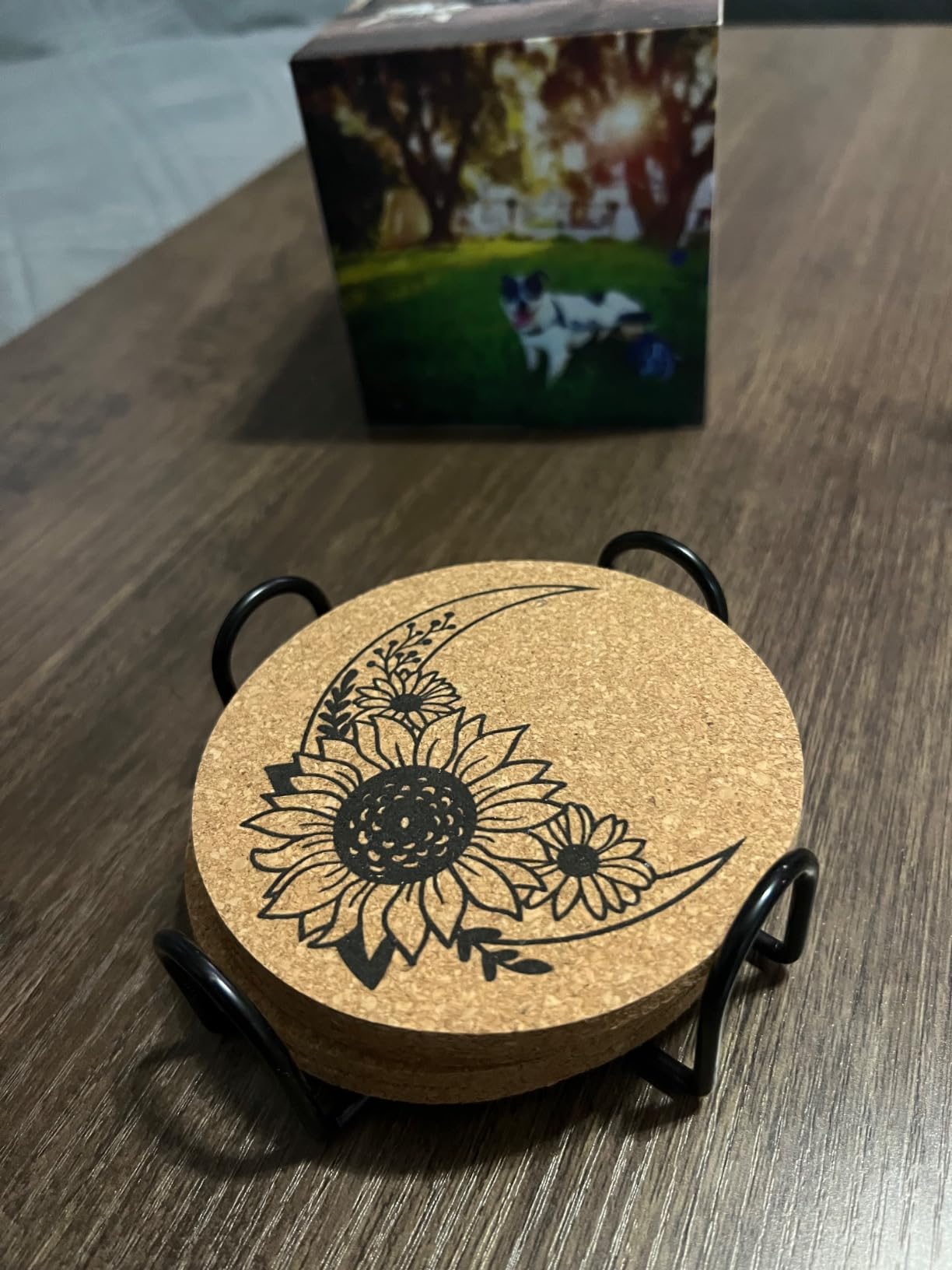 Coasters for Drinks with Holder Set of 6, Shotgun Shell Ceramic Coaster Absorbent for Office Desk Table Coasters Kitchen Decor House Warming Gifts for New Home Couples, Round 4 Inch customer photo 2