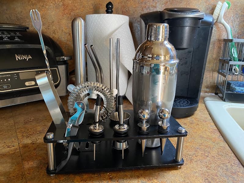 Cocktail Shaker Set, 18-Piece Bartender Kit with Acrylic Stand, 18/8 Stainless Steel Bar Set with Martini Shaker, Jigger, Muddler & Recipe Book for Home Bar customer photo 2