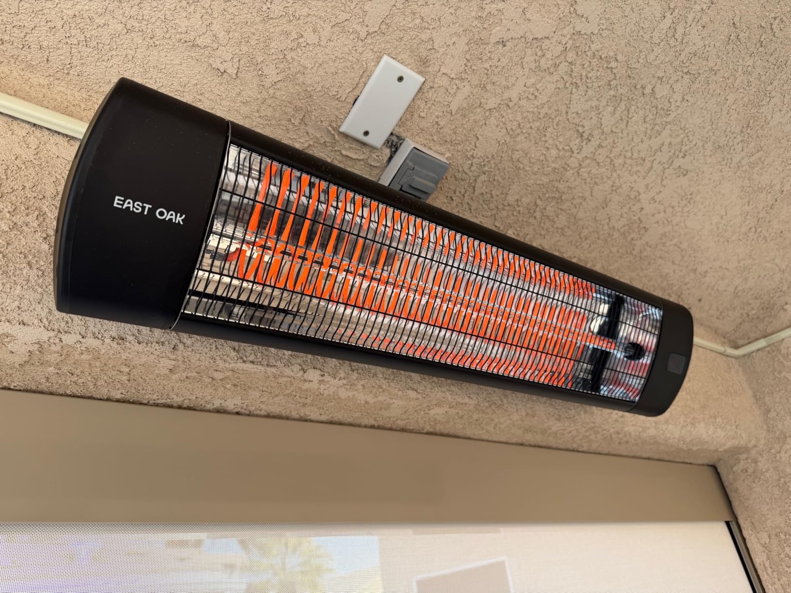 EAST OAK Electric Patio Heater | 1500W Wall Mounted Infrared Heater for Outdoor, Garage, Backyard, Restaurant | 24H Timer, IP65 Waterproof | 3 Heat Levels & Overheating Protection | Black customer photo 1