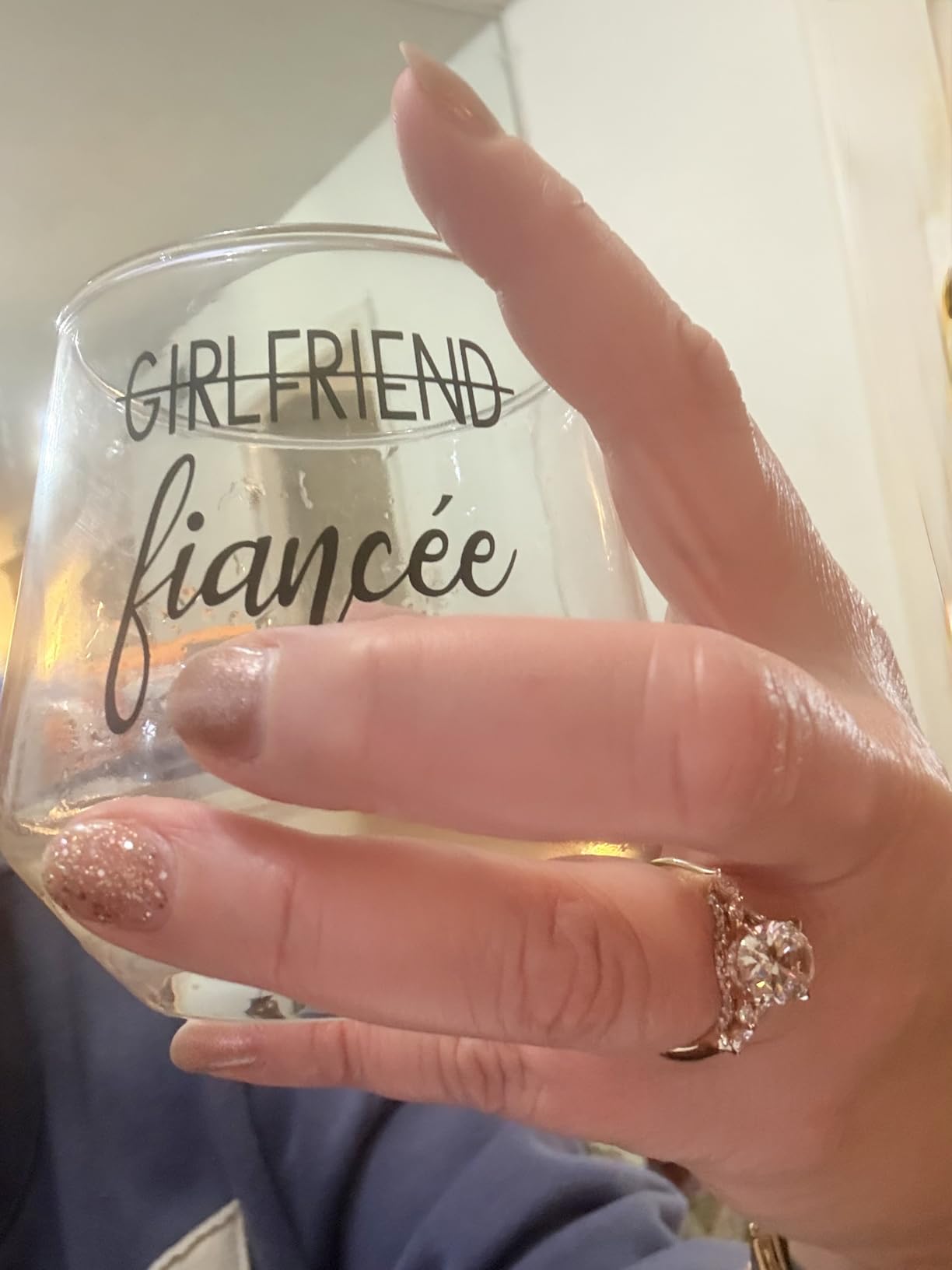 Engagement Gifts for Couples, Engagement Party Decorations - Unique Fiance Gift for Him or Her! Proposal Decorations, Whiskey Wine Glasses, Best Gift for Newly Engaged Couple, Women (Crystal Glass) customer photo 1