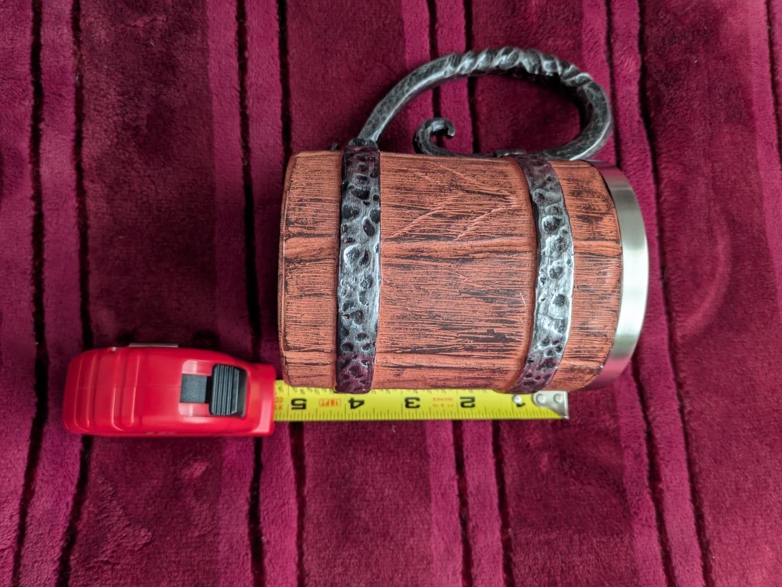Wooden Barrel Beer Mug, Wood Bucket Style Beer Stein with Handle, Stainless Steel Double Wall Tankard 18 oz customer photo 1