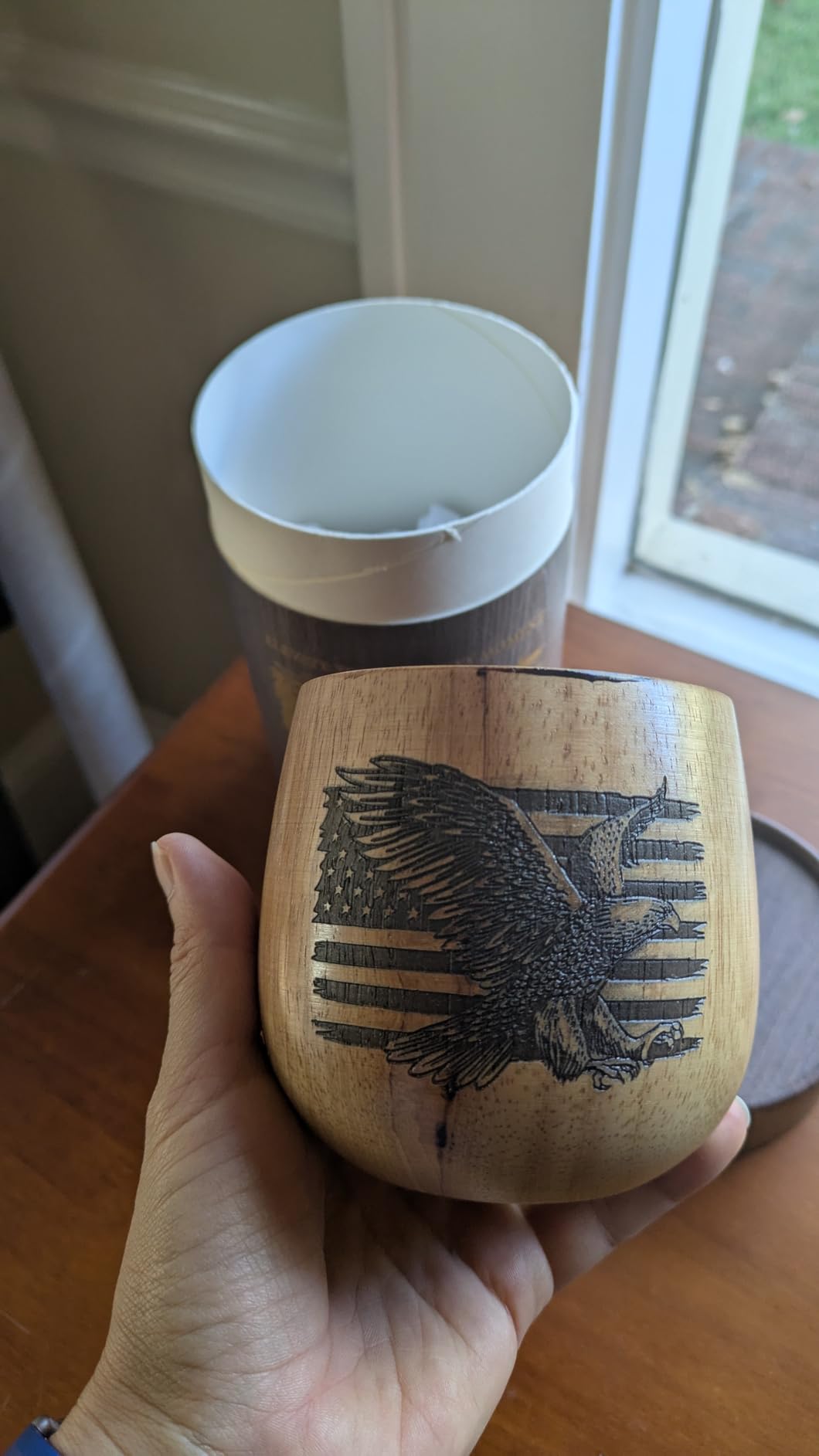 Original Oak Charred Whiskey Glass - Handcrafted Engraved Oak Whiskey Tumbler, Unbreakable Old Fashioned Glass, Unique Wooden Bourbon Drinking Glass for Men customer photo 1