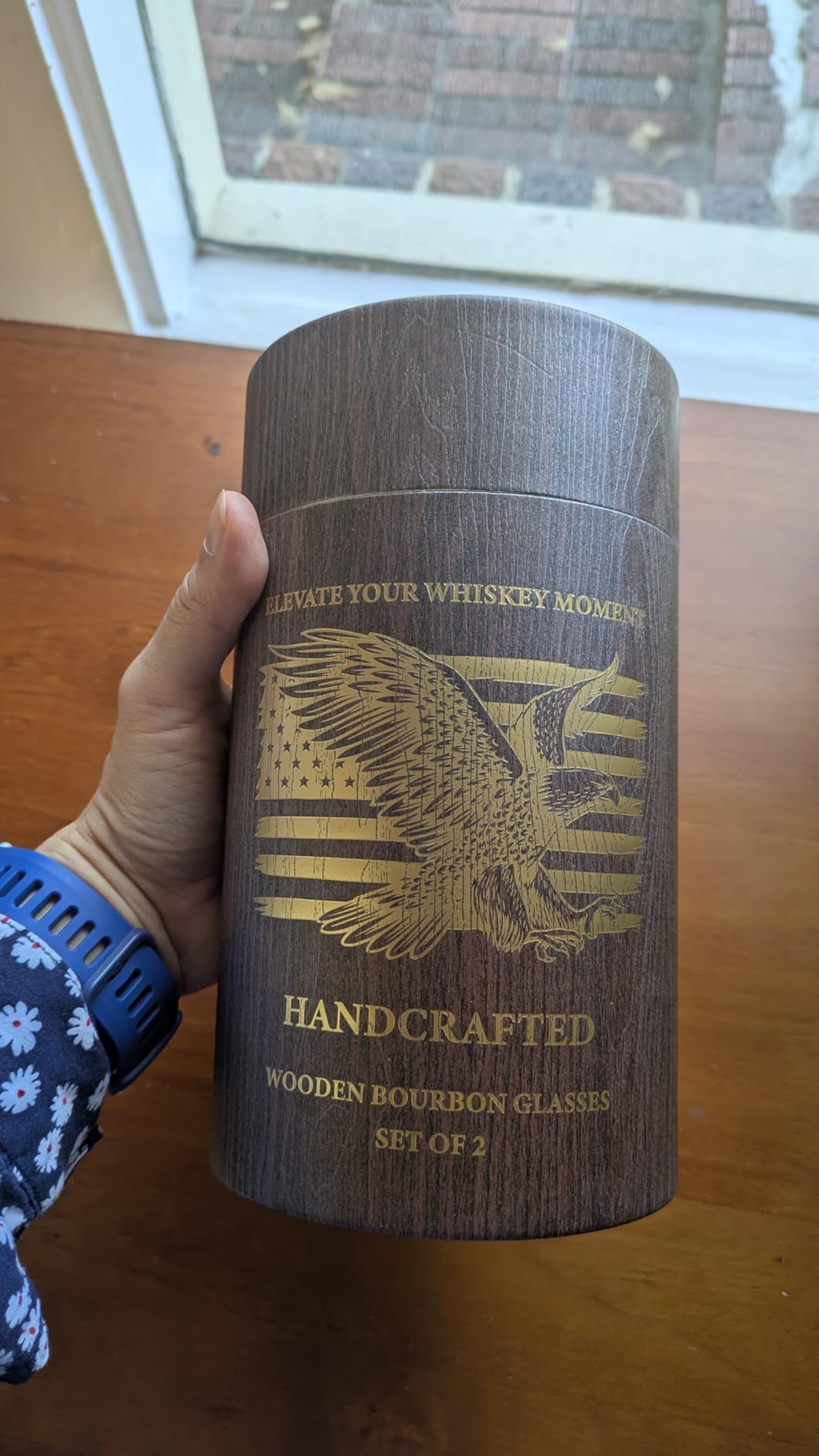 Original Oak Charred Whiskey Glass - Handcrafted Engraved Oak Whiskey Tumbler, Unbreakable Old Fashioned Glass, Unique Wooden Bourbon Drinking Glass for Men customer photo 2