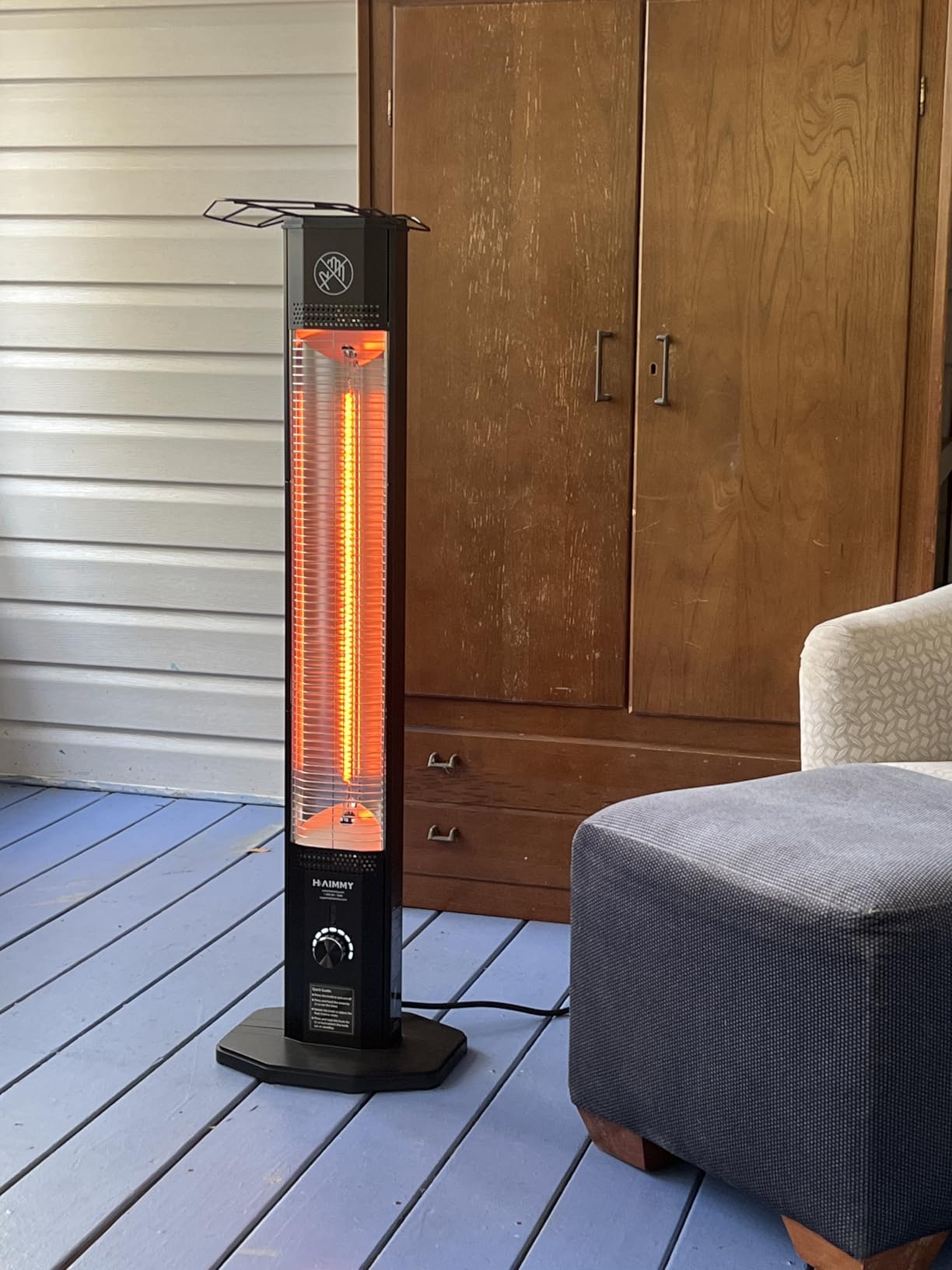 Outdoor Electric Patio Heater, Haimmy 34-inch Outdoor Electric Patio Heater, 1500W Instant Heating, 3 Heat Levels, Tip-Over & Overheat Protection, IPX5 Waterproof Portable Garage Heater Porch Indoor customer photo 1