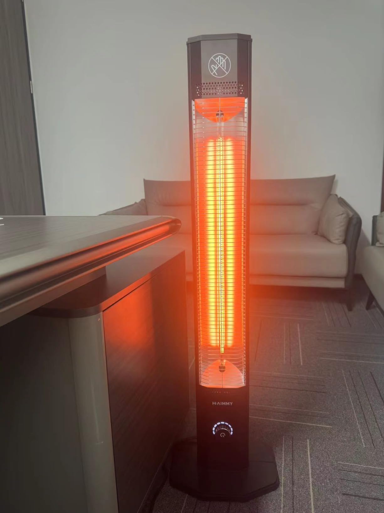 Outdoor Electric Patio Heater, Haimmy 34-inch Outdoor Electric Patio Heater, 1500W Instant Heating, 3 Heat Levels, Tip-Over & Overheat Protection, IPX5 Waterproof Portable Garage Heater Porch Indoor customer photo 2