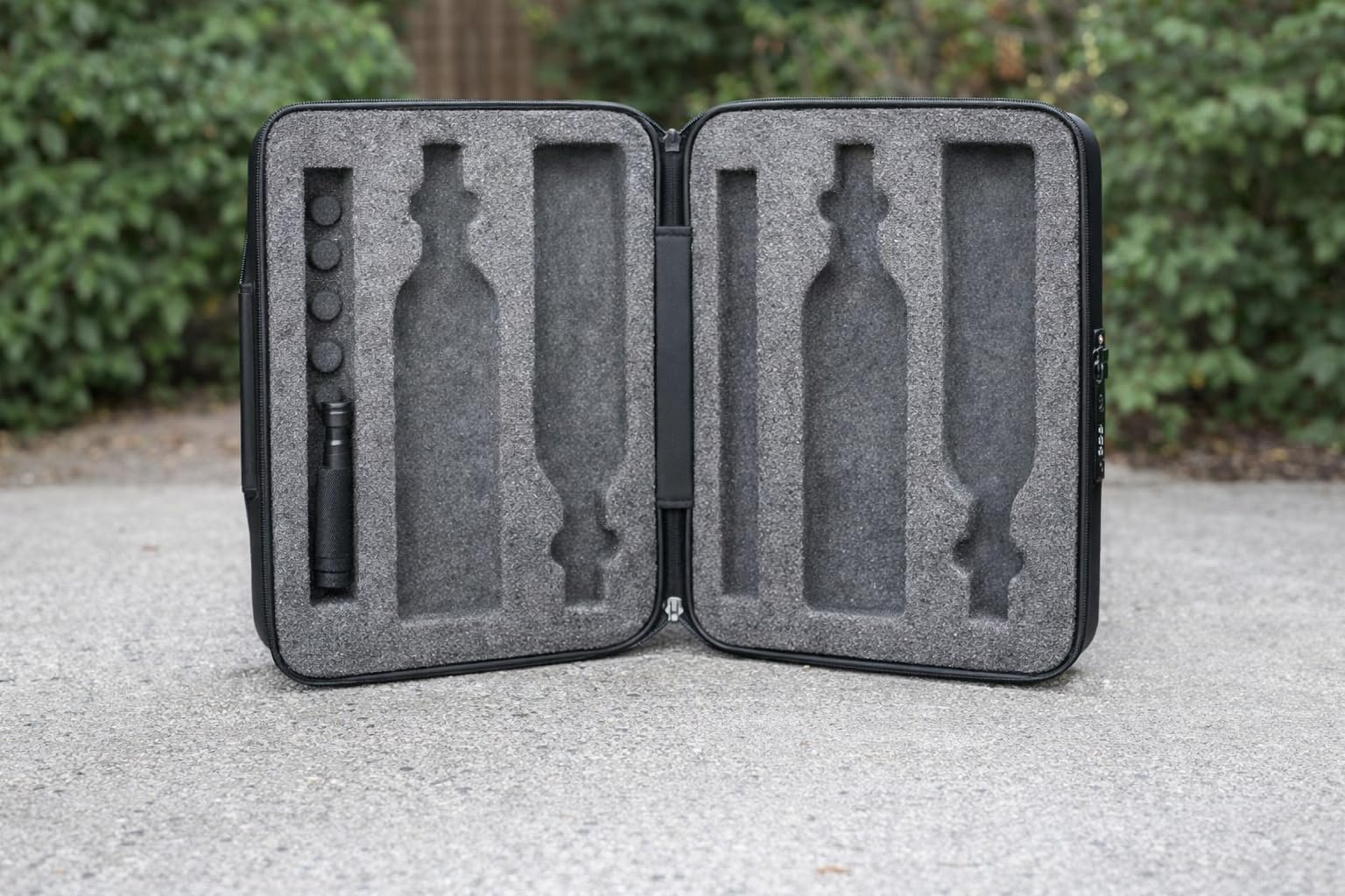 Wine Travel Suitcase for 4 Standard Wine Bottles - 360-degree All-around Protection Bottle Luggage for Airplane, Car, Outdoor Carrying - Impact Resist, Sturdy, Waterproof Wine Bottle Protector Case customer photo 1