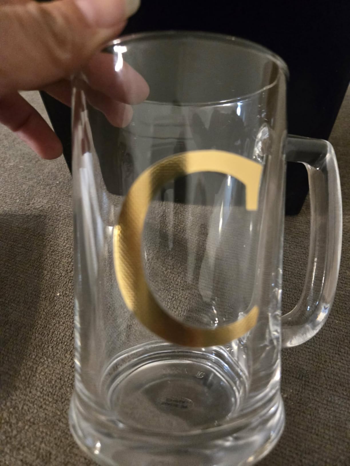 COLLECTIVE HOME Personalized Monogram Beer Mug - 14oz Glass Stein with Gilded Accents, Ready-to-Gift in Designer Box, Premium Gift Box for Men, Birthday or Father's Day (M) customer photo 1