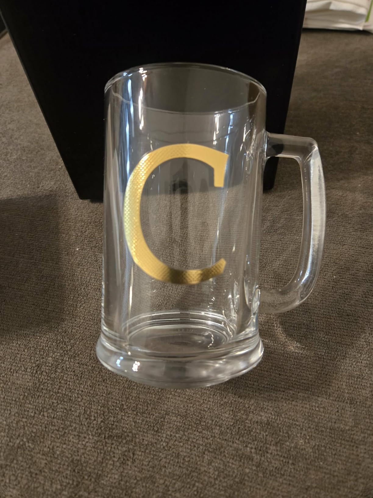 COLLECTIVE HOME Personalized Monogram Beer Mug - 14oz Glass Stein with Gilded Accents, Ready-to-Gift in Designer Box, Premium Gift Box for Men, Birthday or Father's Day (M) customer photo 2