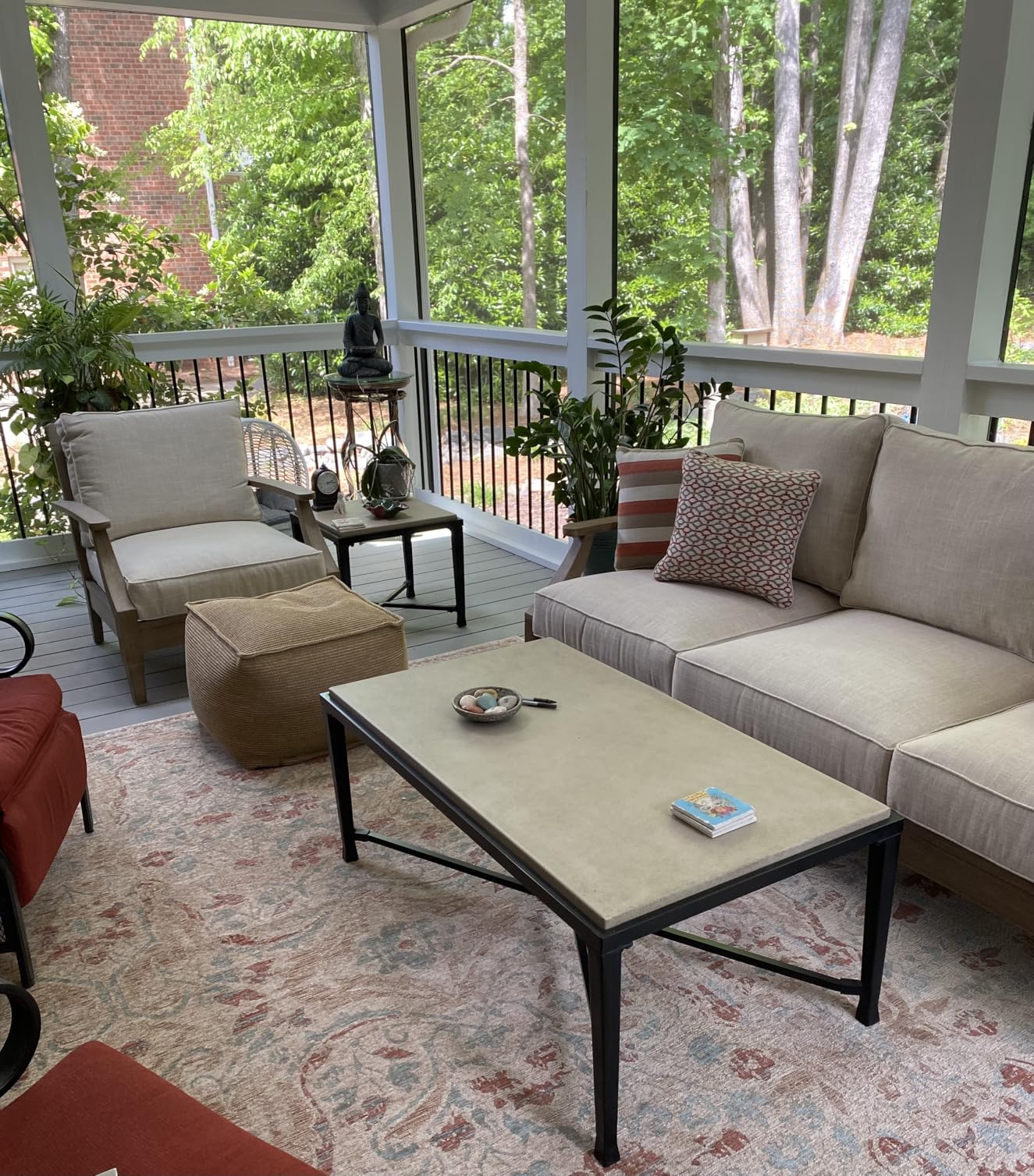 Signature Design by Ashley Clare View Left-Arm Facing Contemporary 4-Piece Outdoor Sectional with Cushion and 6 Throw Pillows, Beige customer photo 2