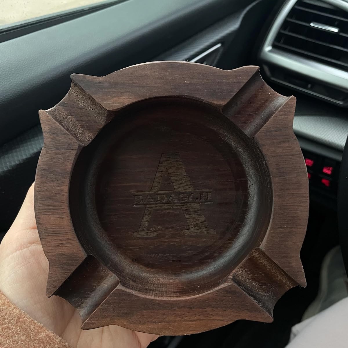 Fathers Day Dad Gifts, Personalized Cigar Ashtray Set for Men Husband, Custom Name Engraved Cigar Ash Tray, Walnut Wooden Outdoor Patio Home Ashtray for Outside, Birthday, Anniversary, Christmas customer photo 1