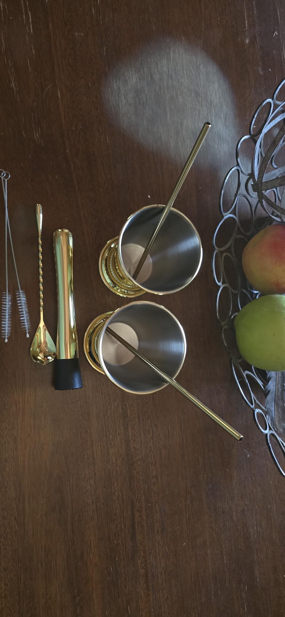 Gusto Nostro Mint Julep Cups Set of 2 - Stainless Steel Julep Cup Kit with Straws, Muddler, Spoon, Recipes, Vases - Southern-style Cocktail Glasses for Home Bar (Silver) customer photo 2