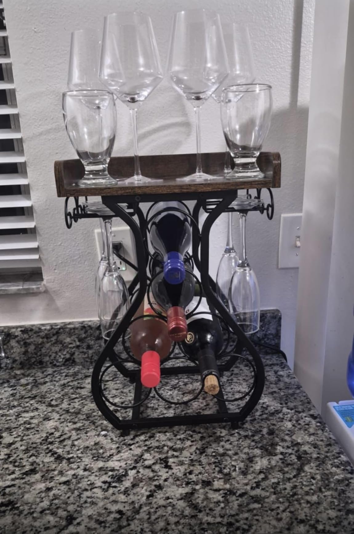X-cosrack Wine Racks Countertop, Small Wine Rack with Wine Glass Holder, Mini Countertop Wine Rack with Tabletop Wine Storage Cabinet Shelf for Kitchen Pantry Home Bar customer photo 1