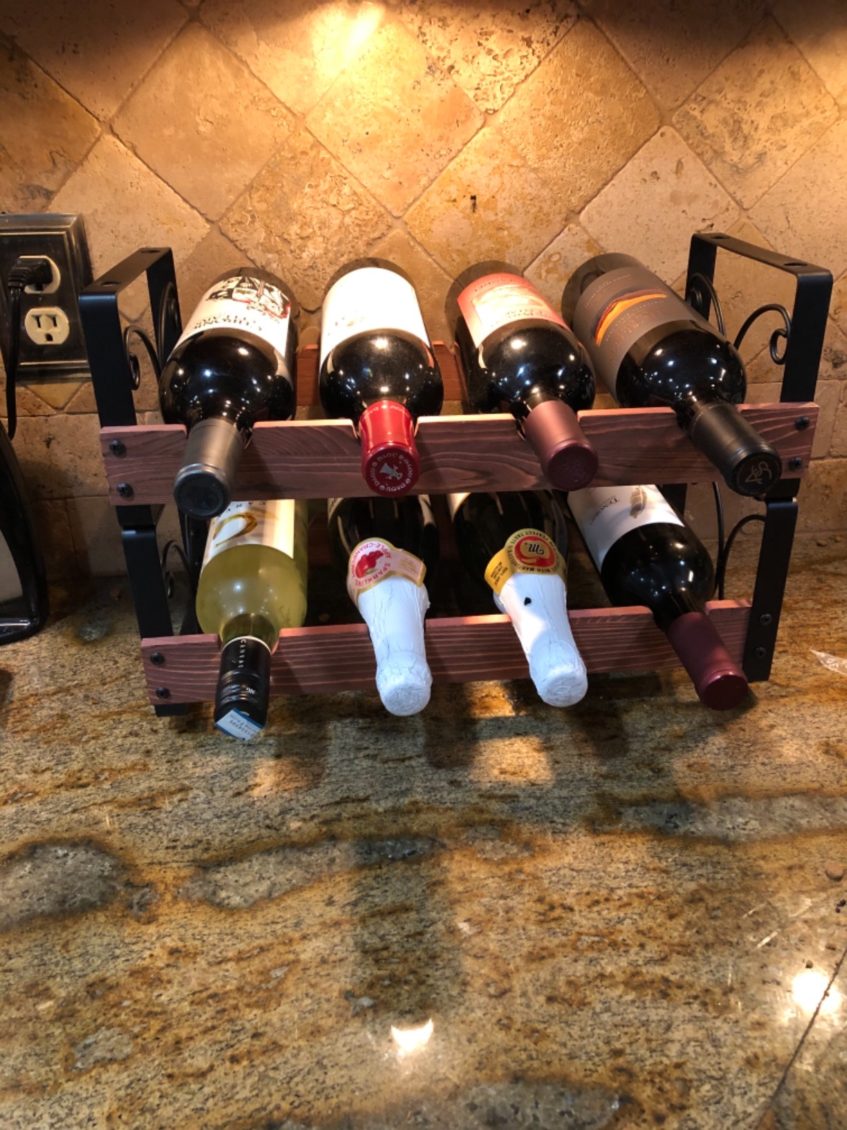 X-cosrack Wine Racks Countertop, Small Wine Rack with Wine Glass Holder, Mini Countertop Wine Rack with Tabletop Wine Storage Cabinet Shelf for Kitchen Pantry Home Bar customer photo 2
