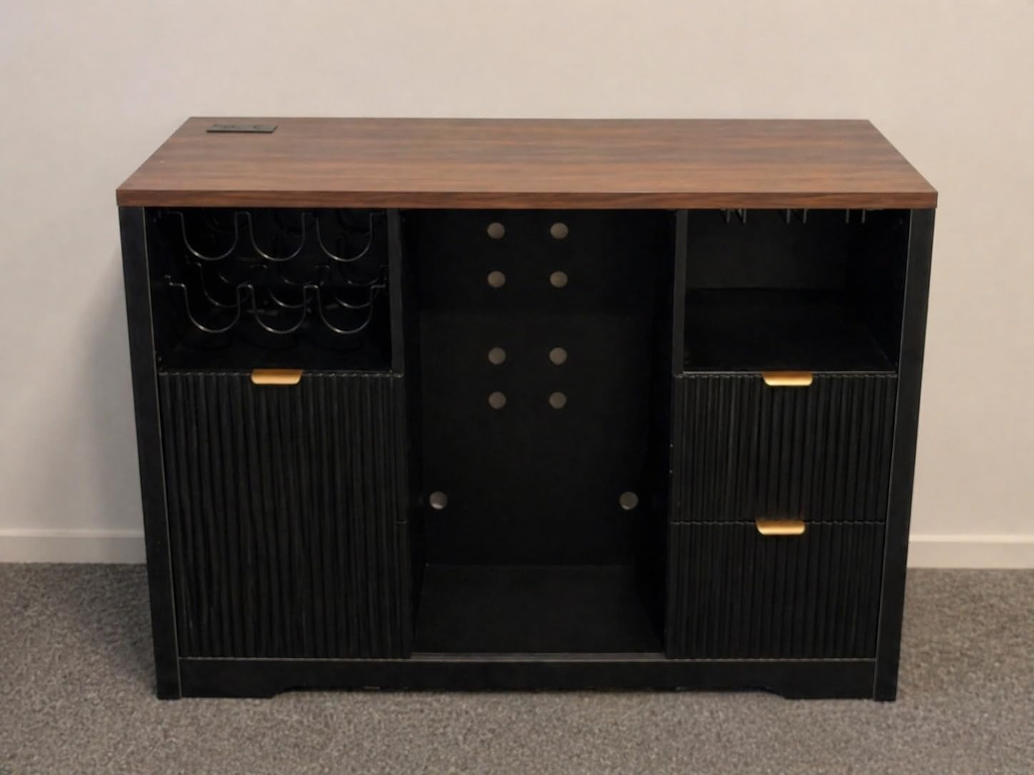 Leteuke Coffee Bar Cabinet with Fridge Space, 53