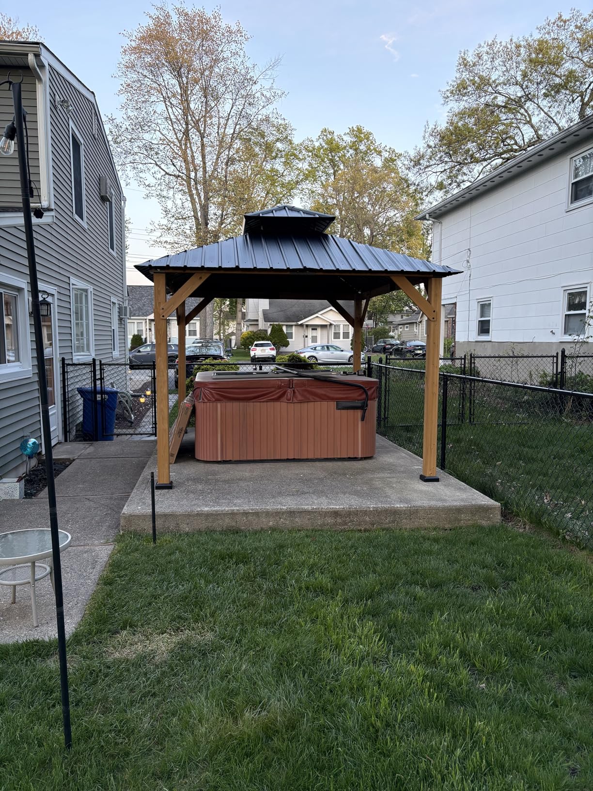 Aoxun 10' x 12' Outdoor Wood Gazebo, Hardtop Gazebo Permanent Wooden Pavilion with Galvanized Steel Double Roof, for Patio, Garden, Deck, Cedar Wood, Natural customer photo 1