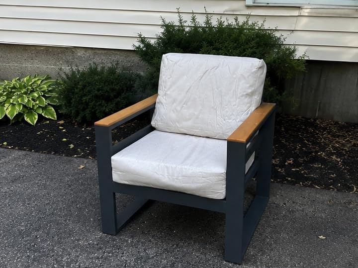 5 Piece Aluminum Outdoor Patio Furniture Set, 7-Seat Patio Conversation Set, Outdoor Sectional, Wide Seats, Thick Water-Resistant Cushions, Wood Armrests, Coffee Table & Waterproof Cover customer photo 1