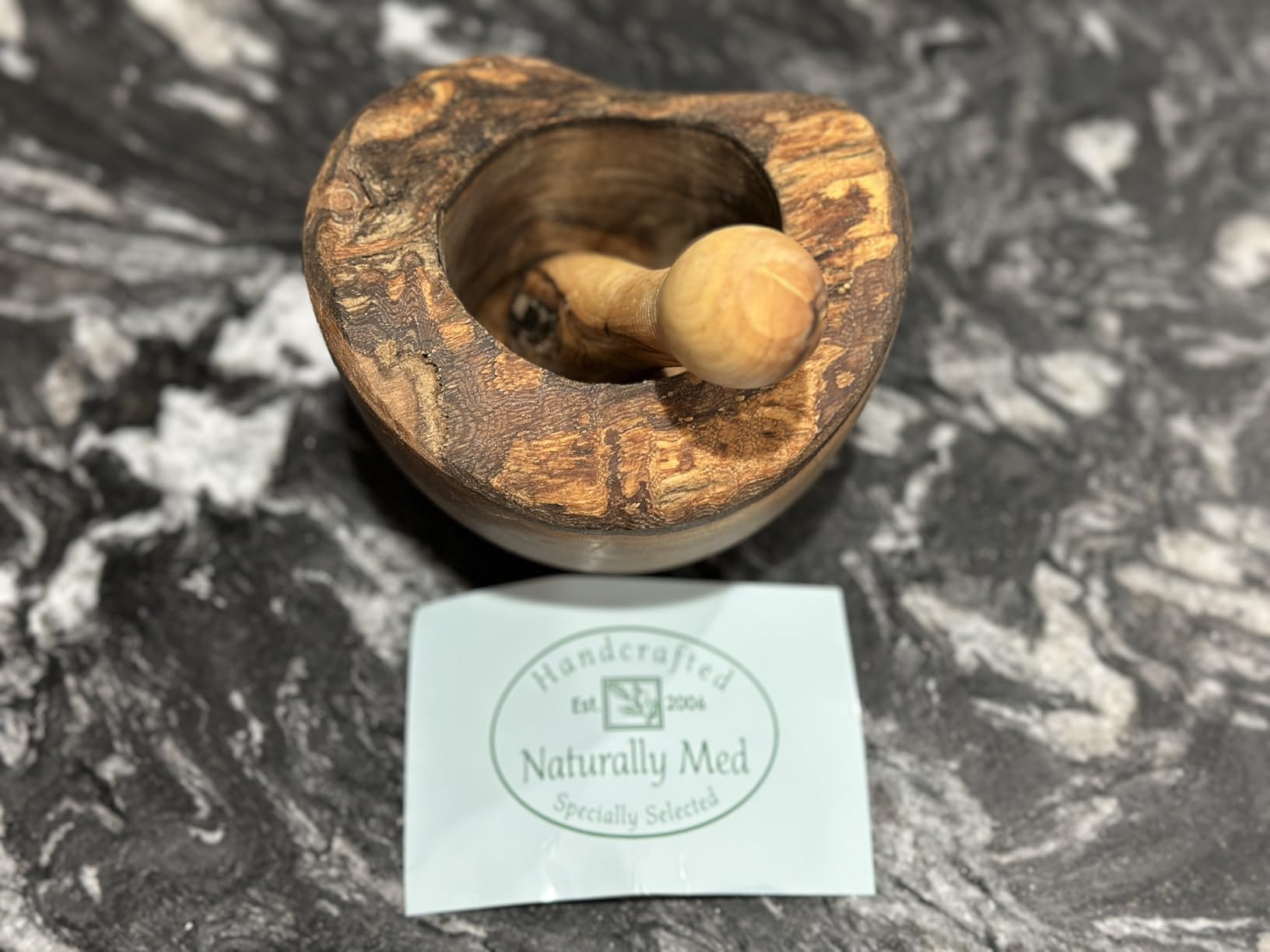 Naturally Med Olive Wood Rustic Mortar and Pestle customer photo 1