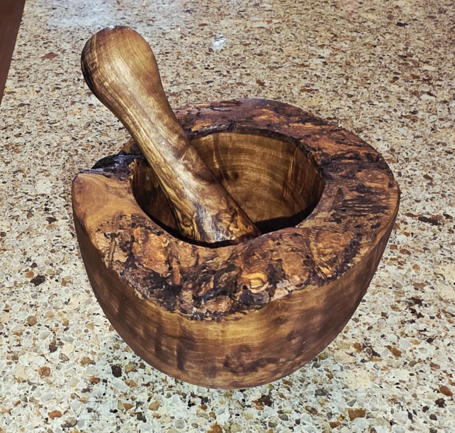 Naturally Med Olive Wood Rustic Mortar and Pestle customer photo 2