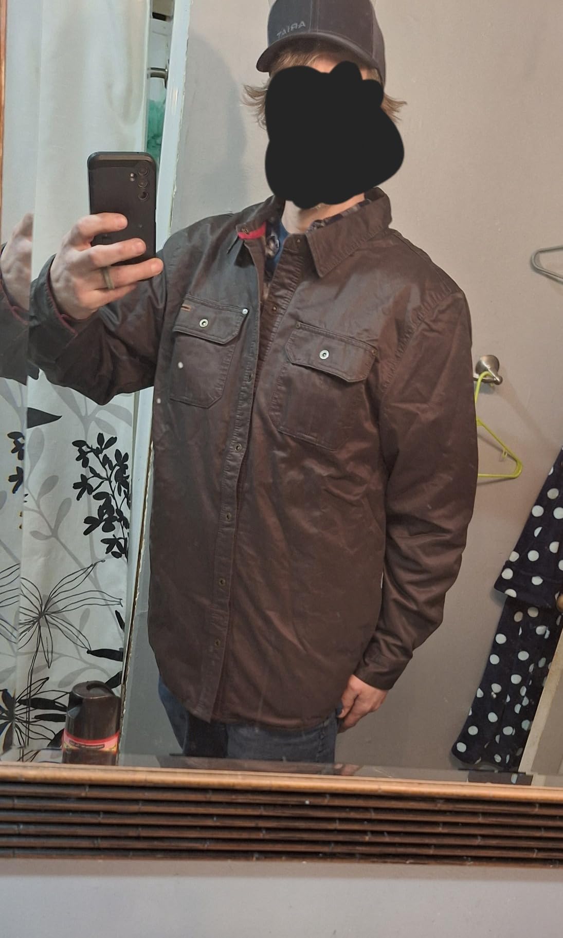 Mens Flannel Lined Shirt Jacket Waxed Cotton Water Resistant Shacket customer photo 2