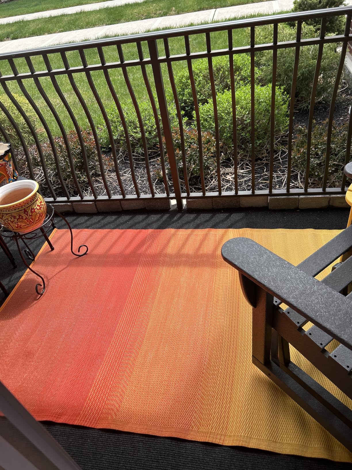 Fab Habitat Outdoor Rug - Waterproof, Fade Resistant, Crease-Free - Premium Recycled Plastic - Striped - Porch, Deck, Balcony, Mudroom, Laundry Room, Patio - Cancun - Sunset - 3 x 5 ft customer photo 1