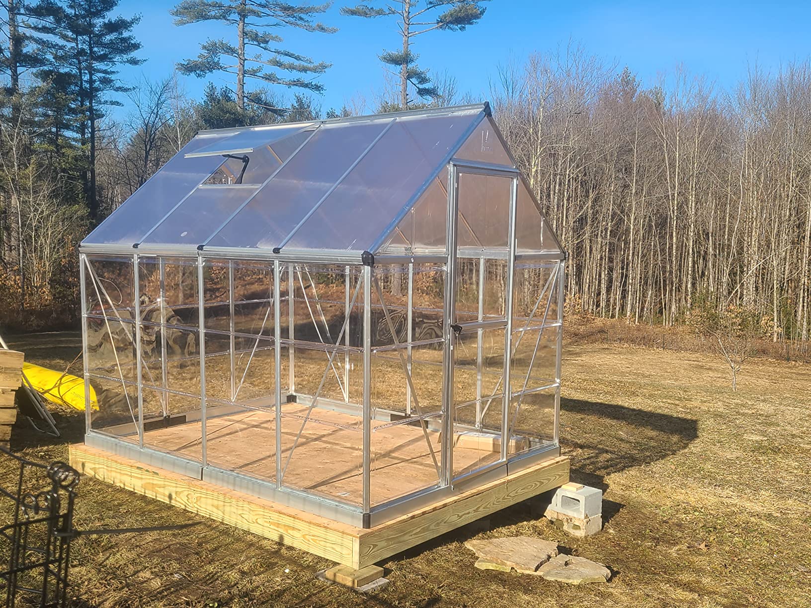 Palram - Canopia 6x14 Greenhouse for Outdoors, Walk-In UV Polycarbonate Panels Heavy Duty Aluminum Frame, Lockable Door, Adjustable Roof Vent, Rain Gutters, Galvanized Steel Base, Hybrid (Silver) customer photo 2