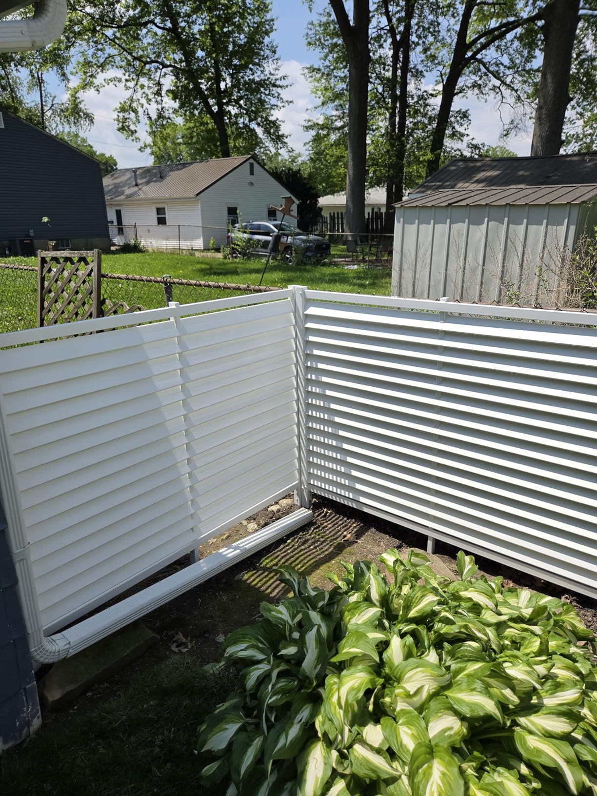 45.5in H x 36.5in W (2 Panels) No Dig Enclo Wilmington White Vinyl Privacy Screen, Outdoor Privacy Panels, Trash Can Enclosure, Air Conditioner Fence, Pool Equipment Enclosure, ZP19008 customer photo 1