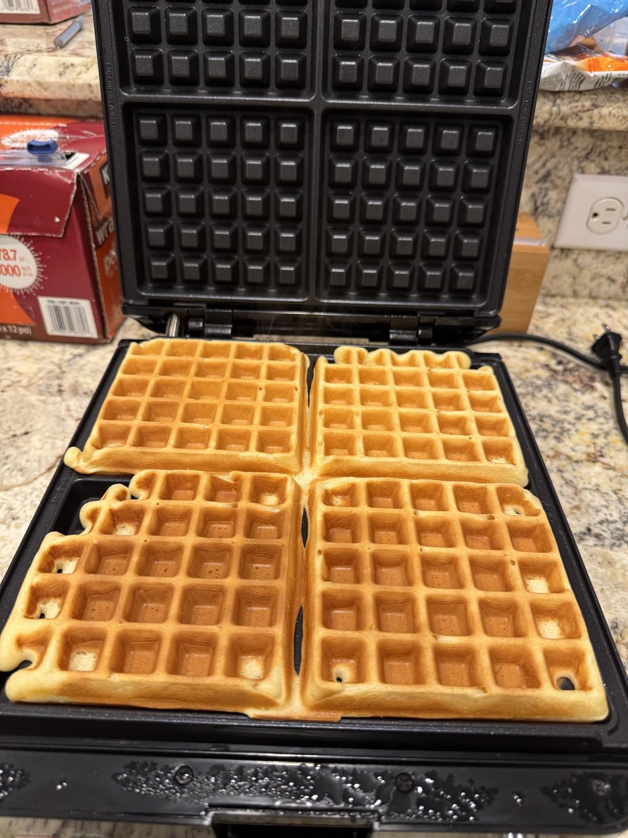 KRUPS 4-Slice Belgian Waffle Maker: Stainless Steel, 5 Browning Levels, Audible Ready Beep, Removable Plates, 1200W, Silver/Black, Large Waffle Maker Family Size customer photo 2
