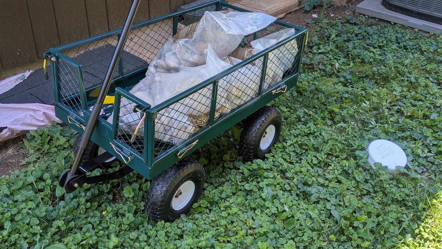 Best Choice Products Utility Garden Cart Wagon for Lawn, Yard w/Heavy-Duty Steel 400lb Weight Capacity, Removable Sides, Long Handle, 10in Tires - Green customer photo 2