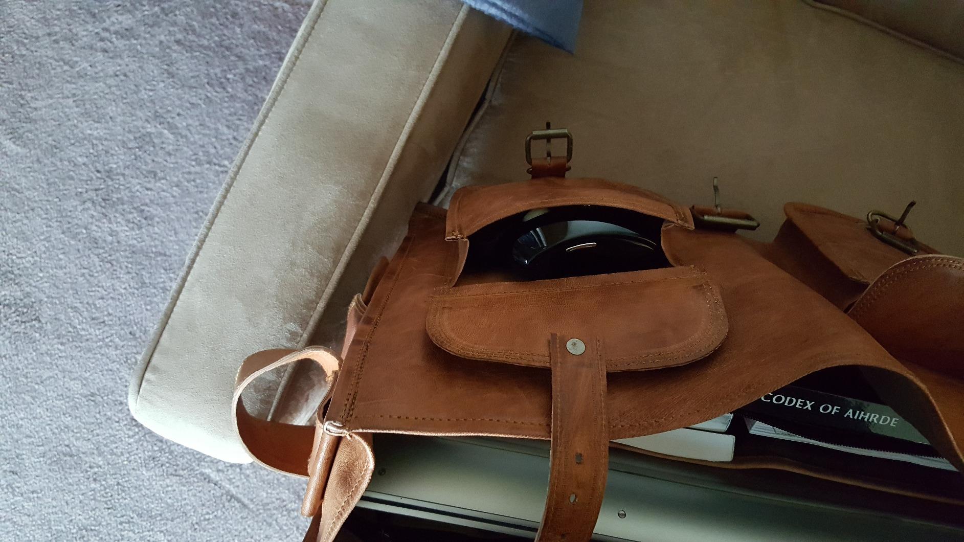 Leather briefcase 18 inch laptop messenger bag for men and women best satchel office bag customer photo 1