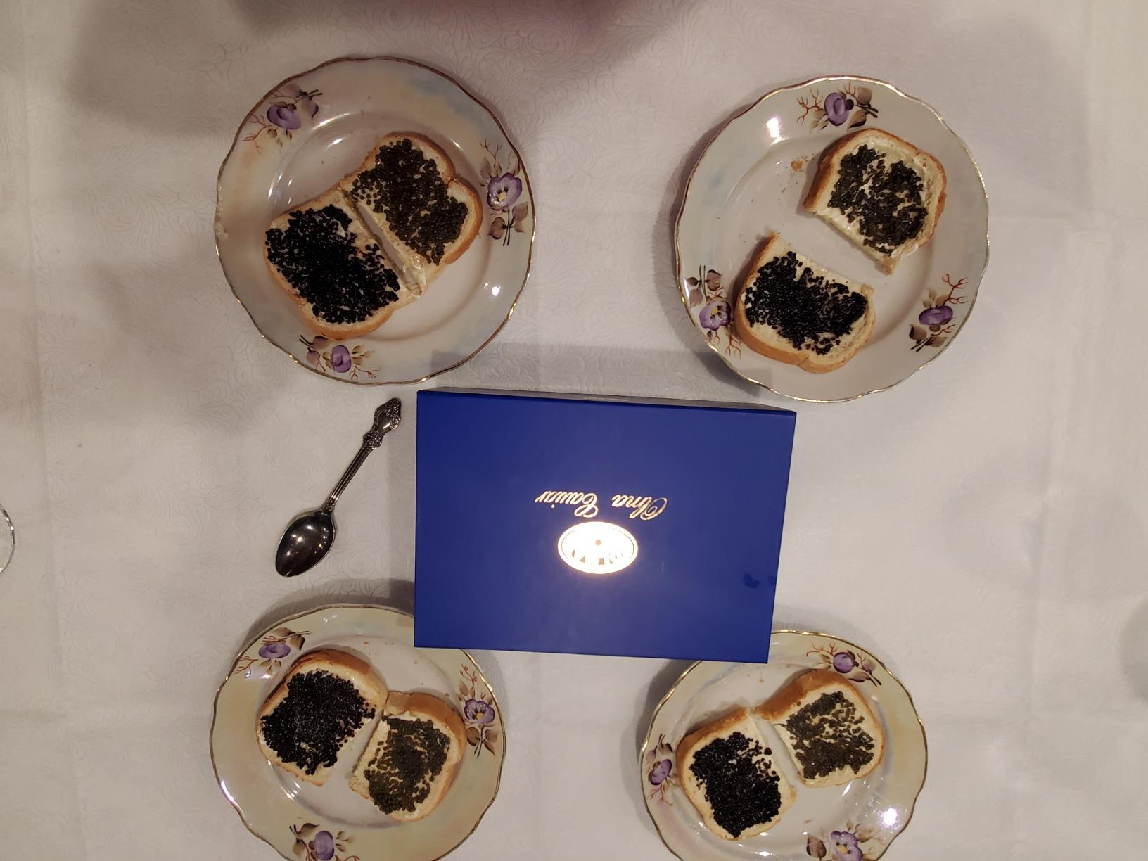 OLMA Classic Caviar Black Caviar Gift Box - Includes 2 oz of Siberian Osetra Aurora, White Sturgeon, Paddlefish, Hackleback Sturgeon Fish Roe & Mother of Pearl Serving Spoon - Overnight Delivery customer photo 1