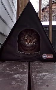 K&H Pet Products Heated Outdoor Cat House A-Frame, Weatherproof Shelter for Strays & Ferals, Safety Listed Insulated Outdoor Kitty House, Removable Door Flap - Gray/Black 18 X 14 X 14in 20W customer photo 1