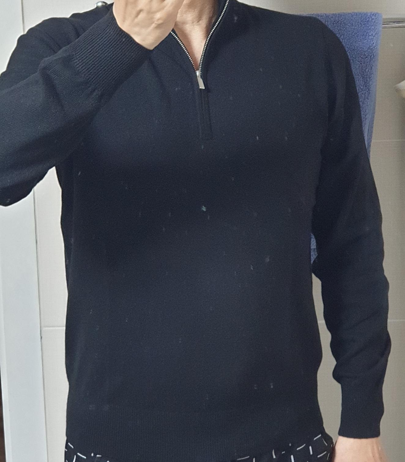 Men's Half Zip Mock Neck Sweater 100% Pure Cashmere Polo Neck Pullover customer photo 1